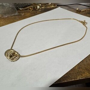 Gold Electro Plated Inspirational Pendant Necklace Vintage 22 inch